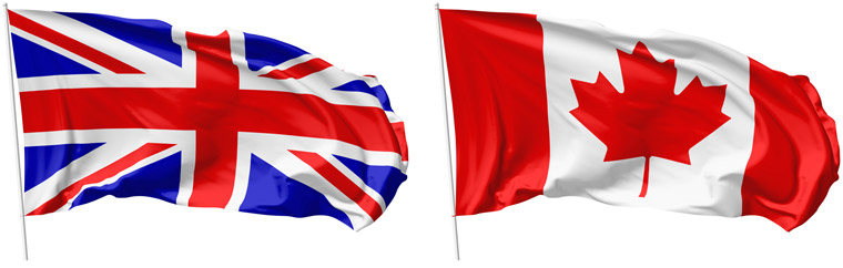 UK and Canada flags